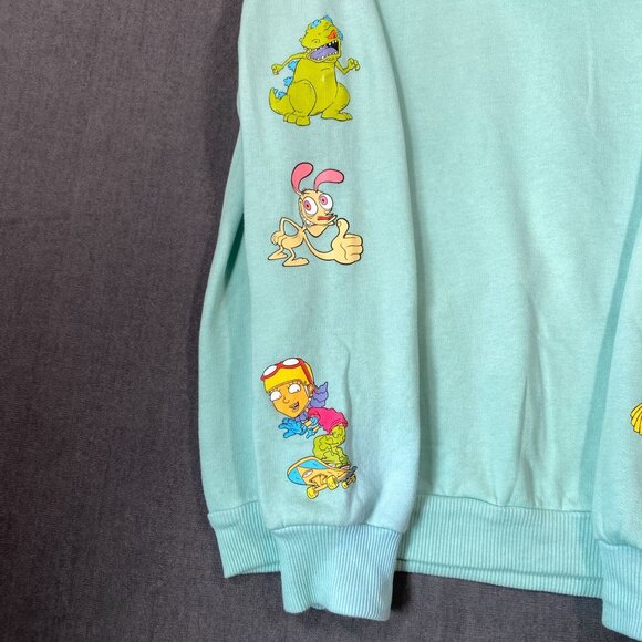 Nickelodeon Mint Green Hoodie With Rugrats Sleeve Design 60% Unisex Size Small - Picture 7 of 10